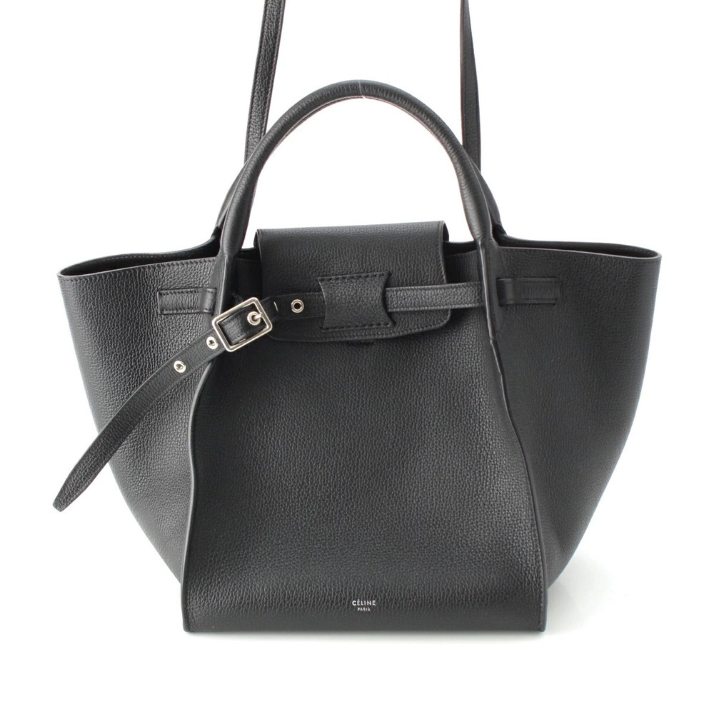 Celine Grained Calf Leather Big Bag Tote Shoulder Handbag Black